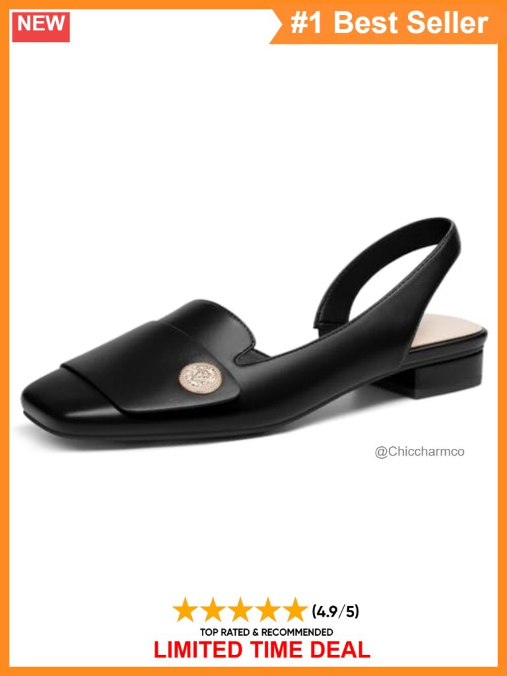 Faux Leather Block Heel Slingback Square Toe D'Orsay Pumps